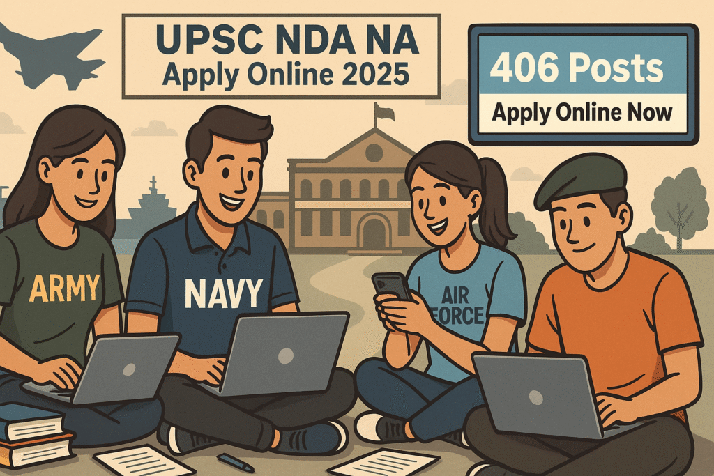 UPSC NDA NA apply online 2025 illustration showing students applying for the exam\\\\\
