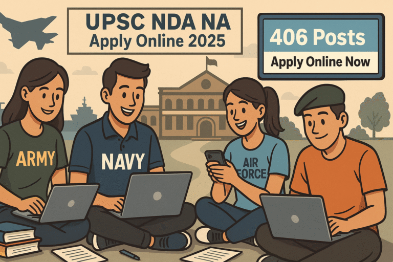 UPSC NDA NA apply online 2025 illustration showing students applying for the exam\\\\\