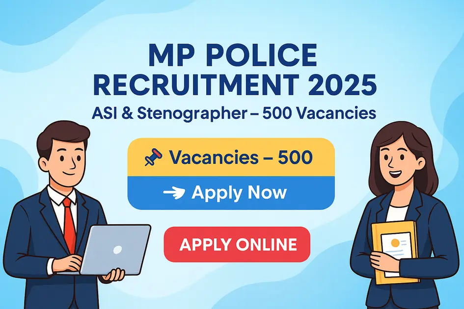 MP Police Recruitment 2025 banner for ASI & Stenographer – 500 Vacancies Apply Online