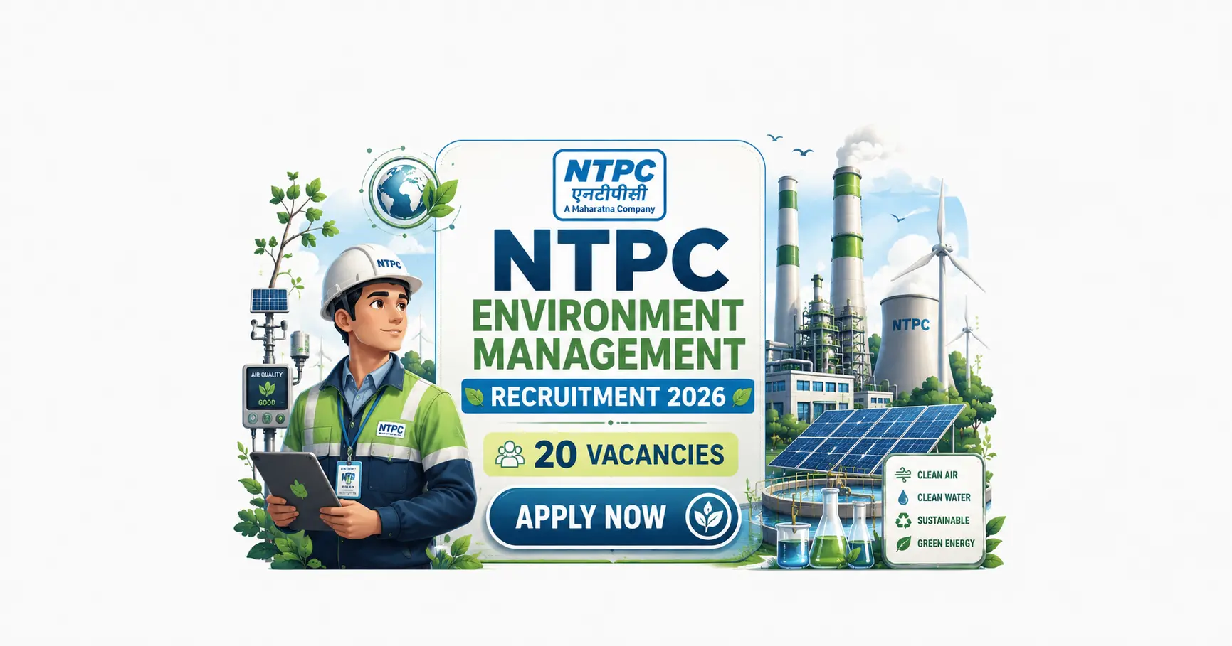 Ntpc Work NTPC Environment Management Recruitment 2026 : 20 Vacancies