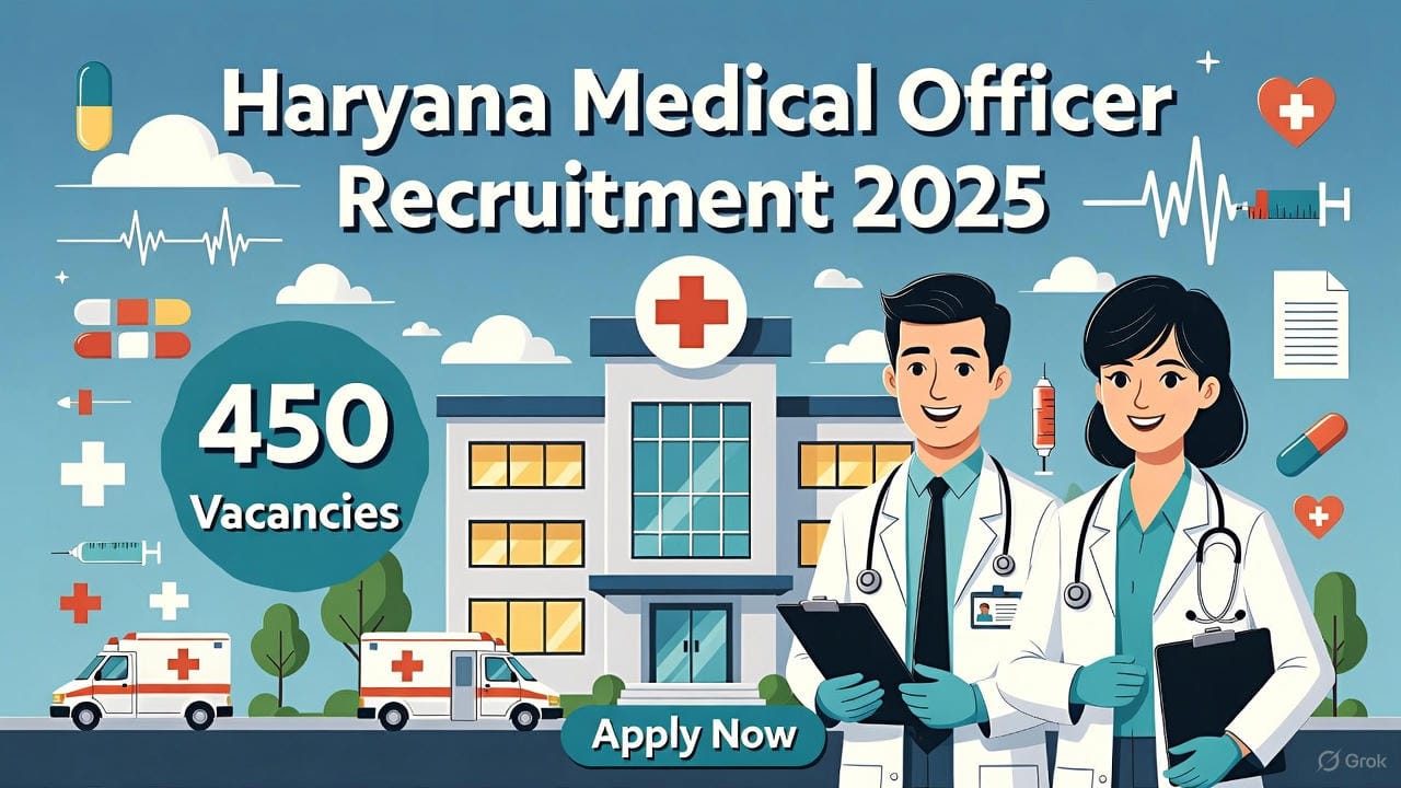 Haryana Medical Officer Recruitment 2025 official notification for 450 doctor vacancies with salary details and online apply process